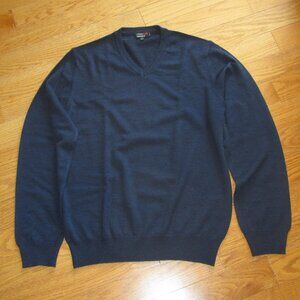 Men's Simons 100% Wool V-Neck Navy Blue Sweater Size Small